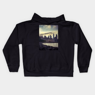 Manhattan Skyline Sunset Dumbo Brooklyn NYC Kids Hoodie